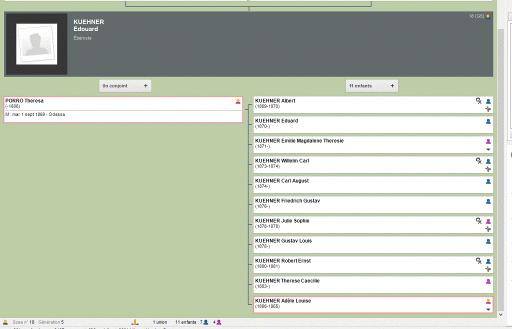 Arbre familial d'Adele Kuehner - Heredis 2015 -