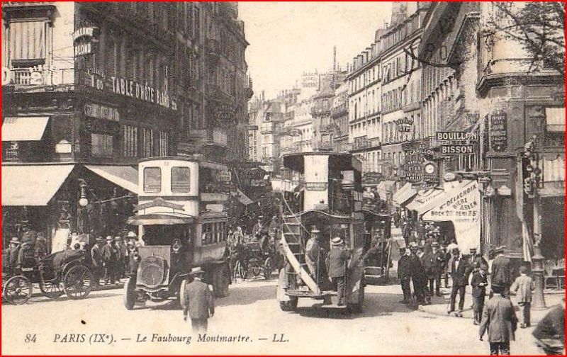Paris Faubourg Montmartre vers 1910