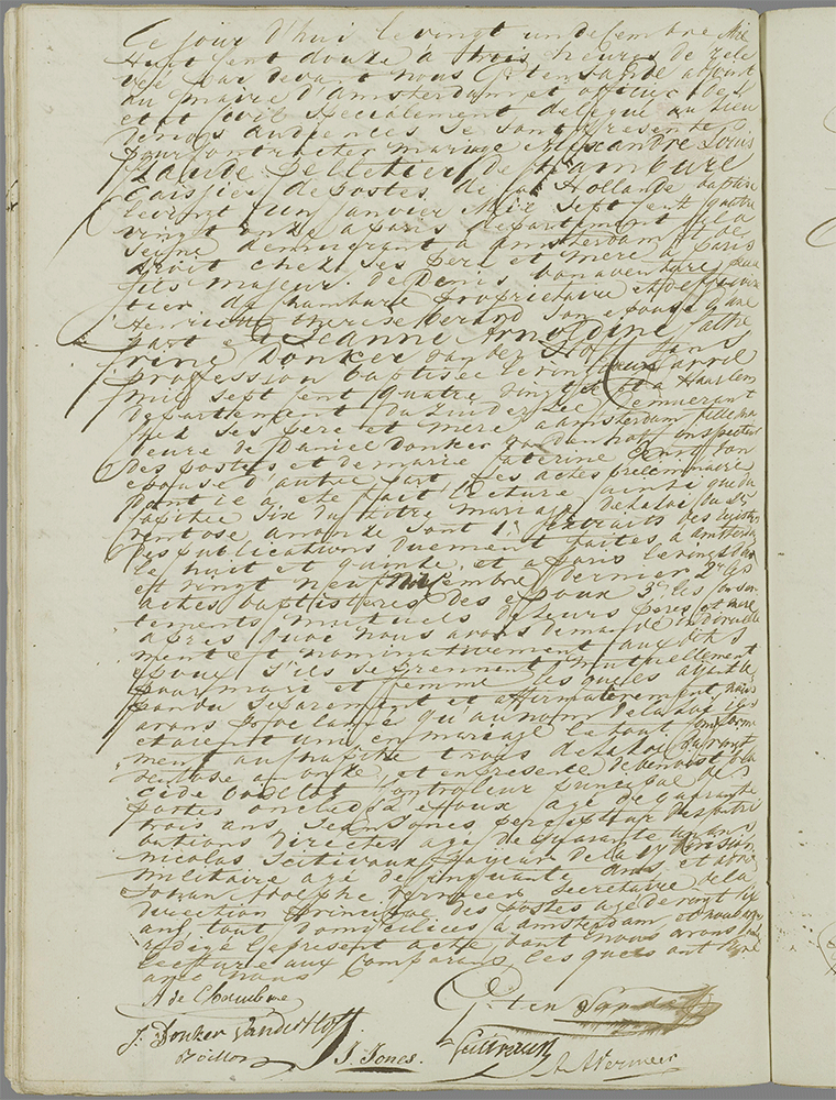 Acte de mariage du 20/12/1812 à Amsterdam entre Alexandre Louis Claude Pelletier de Chambure et Jeanne Arnoldine Catherine Donker van der Hoff