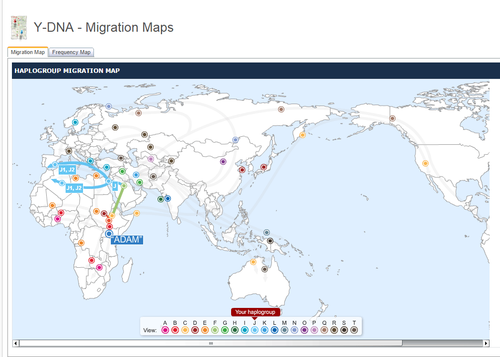 FamilyTreeDNA - Migration des haplogroupes J1 et J2