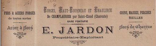 En tête de courrier des forges de Champlaurier vers 1890, où le père et les frères Dabzat étaient employés